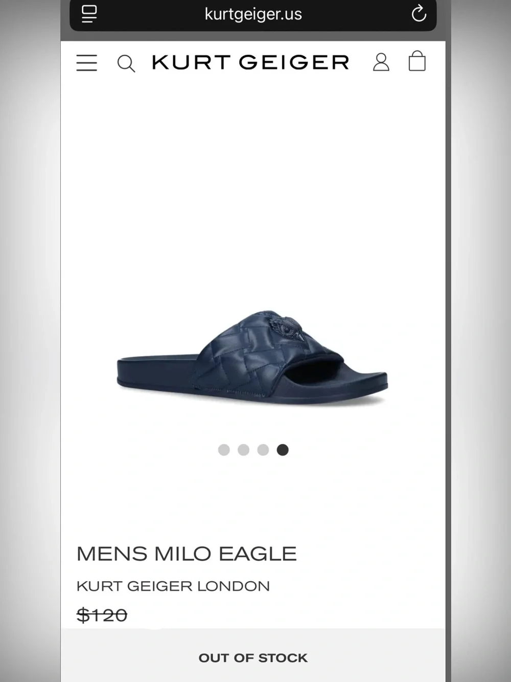 Kurt Geiger Milo Eagle Black Quilted Slide Sandals with Eagle